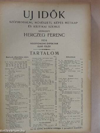 Uj Idők 1934. január-június (fél évfolyam)