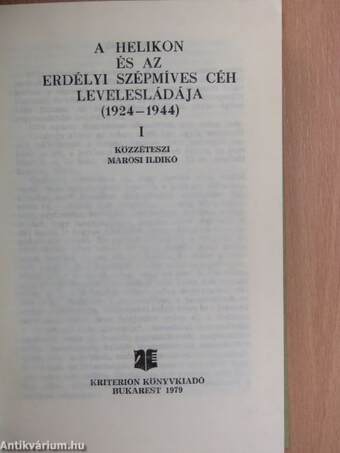 A Helikon és az Erdélyi Szépmíves Céh levelesládája I. (töredék)