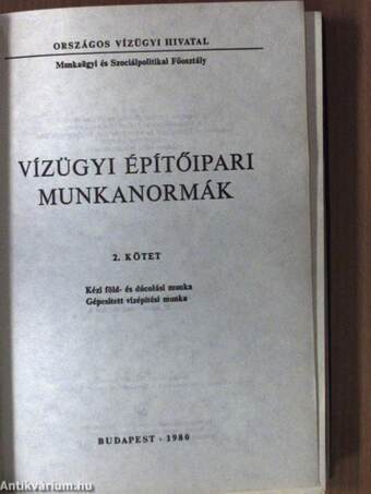 Vízügyi építőipari munkanormák II.