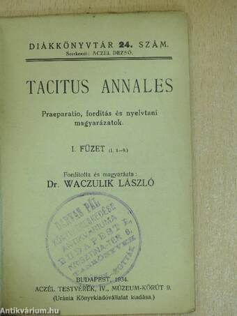 Tacitus annales I. (töredék)