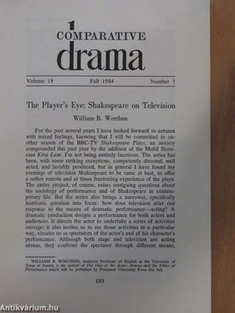 Comparative Drama Fall 1984