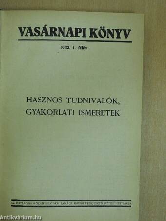 Vasárnapi Könyv 1933. január-december I-II.