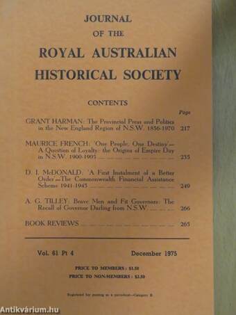 Journal of the Royal Australian Historical Society December 1975