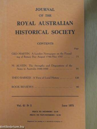 Journal of the Royal Australian Historical Society June 1975