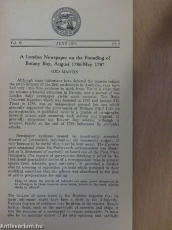 Journal of the Royal Australian Historical Society June 1975