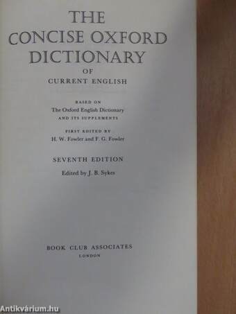 The Concise Oxford Dictionary of Current English