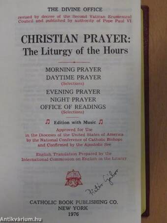 Christian Prayer: The Liturgy of the Hours