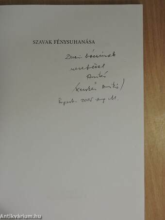 Szavak fénysuhanása (dedikált példány)