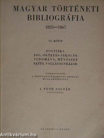 Magyar történeti bibliográfia 1825-1867 III.