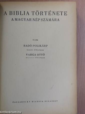 A Biblia története a magyar nép számára