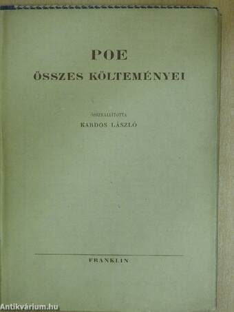 Edgar Allan Poe összes költeményei