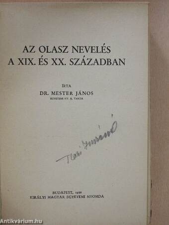 Az olasz nevelés a XIX. és XX. században