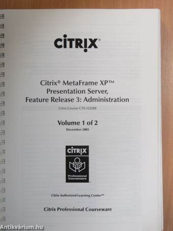 Citrix MetaFrame XP Presentation Server Feature Release 3: Administration - 4 db CD-vel