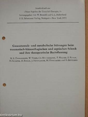 Gasaustausch- und metabolische Störungen beim traumatisch-hämorrhagischen und septischen Schock und ihre therapeutische Beeinflussung