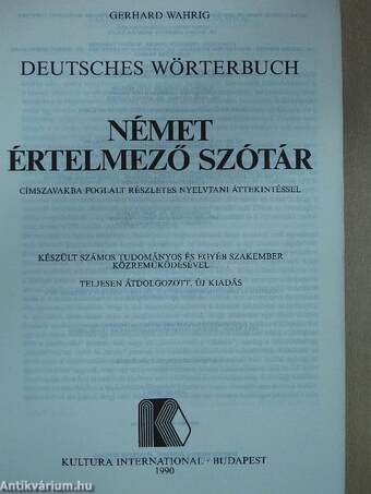 Német értelmező szótár/Deutsches Wörterbuch