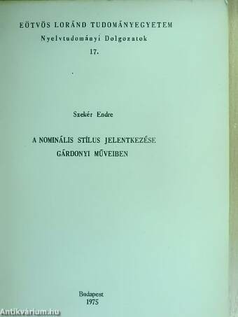 A nominális stílus jelentkezése Gárdonyi műveiben