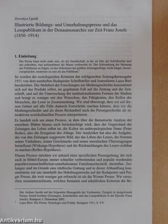 Illustrierte Bildungs- und Unterhaltungspresse und das Lesepublikum in der Donaumonarchie zur Zeit Franz Josefs (1850-1914)