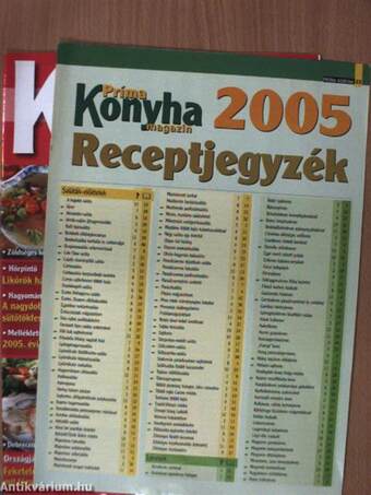 Príma Konyha Magazin 2005. január-december/Príma Konyha Magazin Különszám/Recept jegyzék