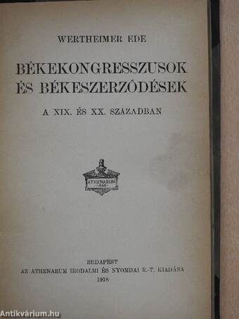 Békekongresszusok és békeszerződések a XIX. és XX. században