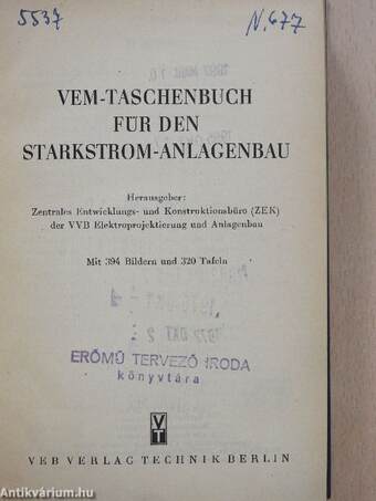 VEM-Taschenbuch für den Starkstrom-Anlagenbau