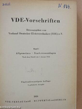 VDE-Vorschriften I.