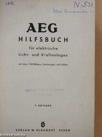 AEG Hilfsbuch für elektrische Licht- und Kraftanlagen