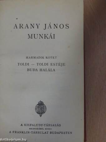 Arany János munkái III.