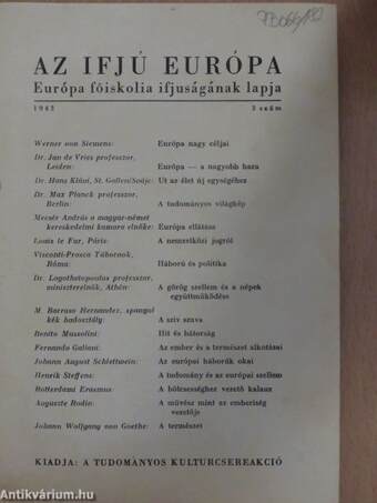 Az Ifjú Európa 1943. 3. szám.