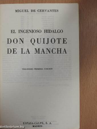 El ingenioso hidalgo Don Quijote de la Mancha