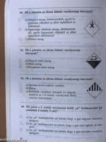Tesztkönyv a veszélyes áruk közúti szállítását végző járművezetők vizsgájához