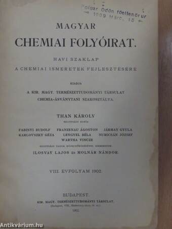 Magyar Chemiai Folyóirat 1902-1905. januárius-deczember