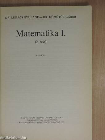 Matematika I.