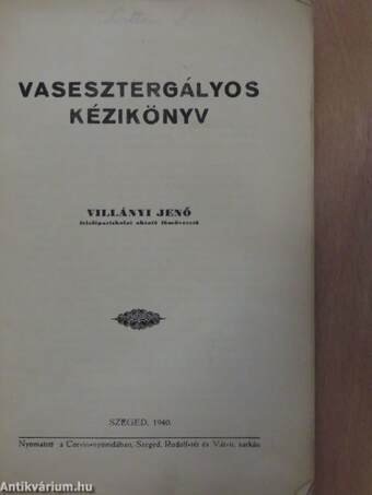 Vasesztergályos kézikönyv