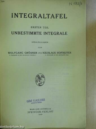 Integraltafel I.