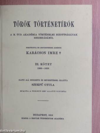 Török történetírók III. (töredék)