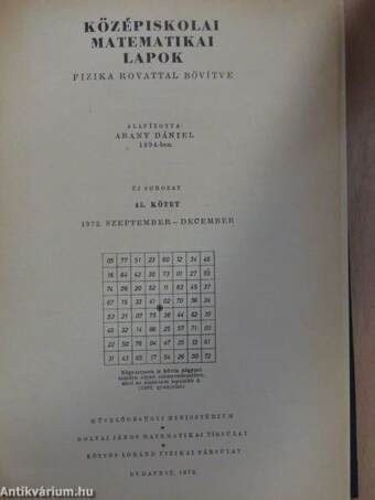 Középiskolai matematikai lapok 1972-73. (fél évfolyamok)