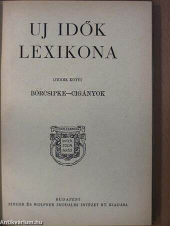 Uj idők lexikona 5. (töredék)