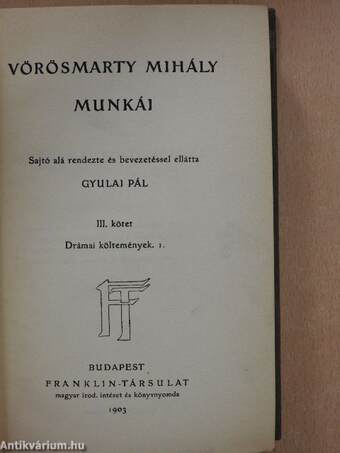 Vörösmarty Mihály munkái III.