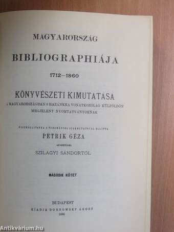 Magyarország Bibliographiája 1712-1860 II./1.