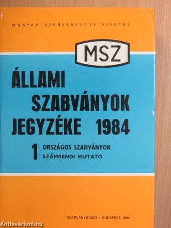 Állami Szabványok Jegyzéke 1984. 1. (töredék)