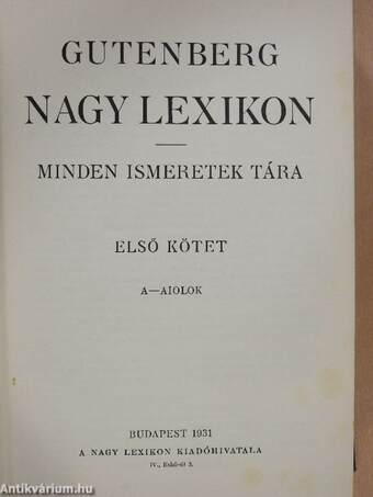 Gutenberg Nagy Lexikon I. (töredék)