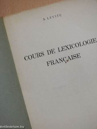 Cours de lexicologie francaise