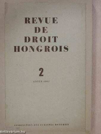 Revue de Droit Hongrois 1962/2