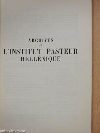 Archives de l'Institut Pasteur Hellénique 1-2/1964