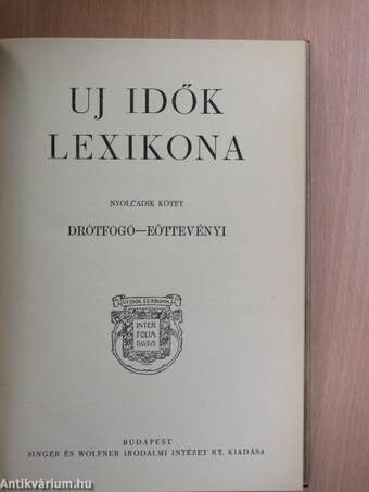 Uj idők lexikona 8. (töredék)