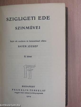 Szigligeti Ede szinművei II. (töredék)