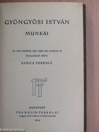 Gyöngyösi István munkái