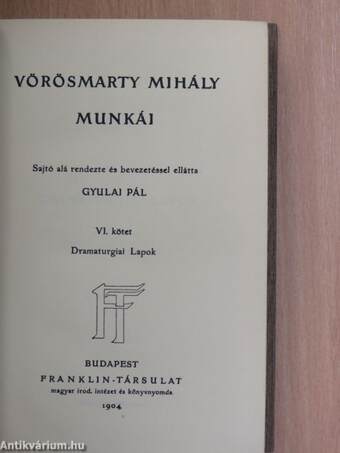 Vörösmarty Mihály munkái VI.