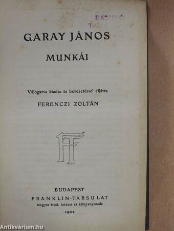 Garay János munkái