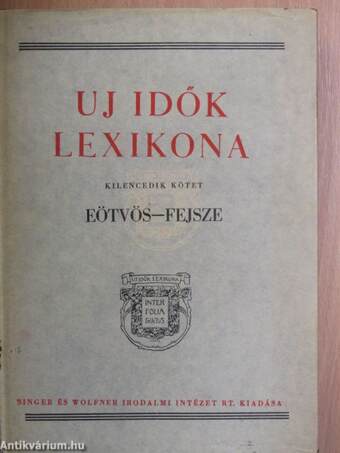 Uj idők lexikona 9. (töredék)